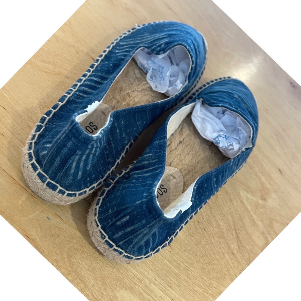 Soludos Espadrille Slip On Shoes Women's Size 8.5 Blue & White Canvas Casual - Picture 3 of 7